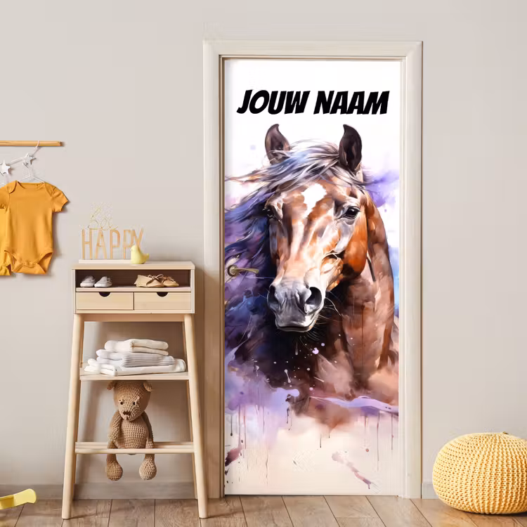 Deursticker met naam - Illustratie - Paard - Kleurrijk — 6