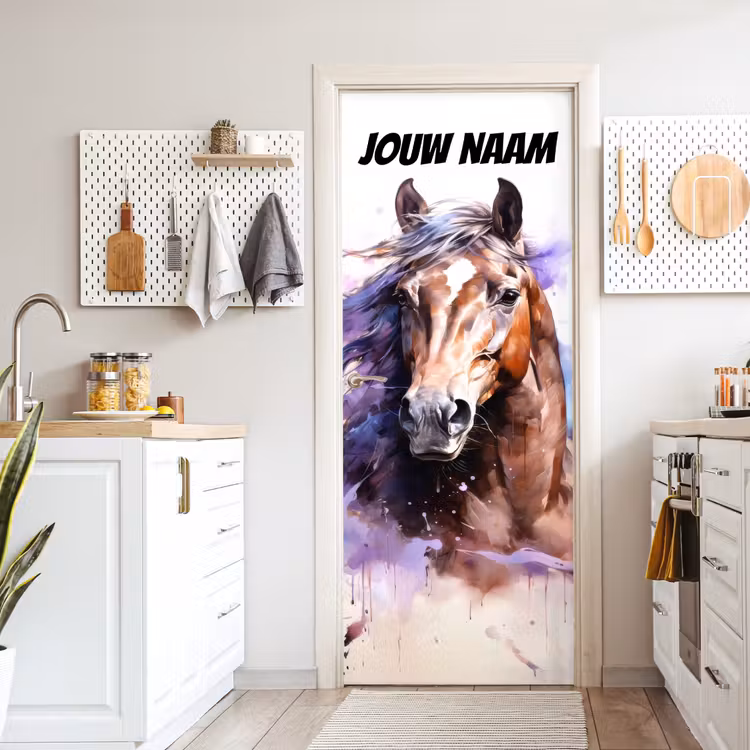 Deursticker met naam - Illustratie - Paard - Kleurrijk — 7