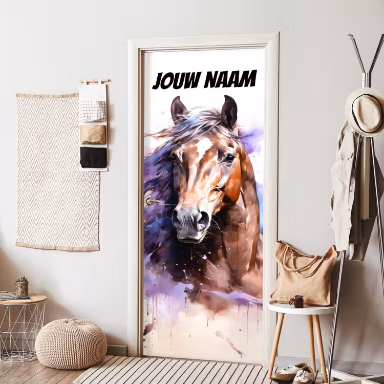 Deursticker met naam - Illustratie - Paard - Kleurrijk — 8