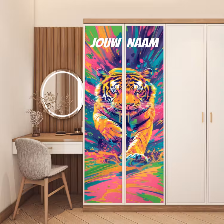 Deursticker met naam - Tijger - Illustratie - Kleurrijk — 5