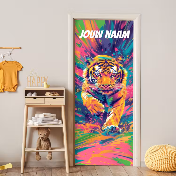 Deursticker met naam - Tijger - Illustratie - Kleurrijk — 6