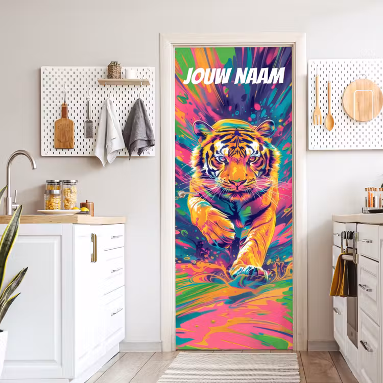 Deursticker met naam - Tijger - Illustratie - Kleurrijk — 7