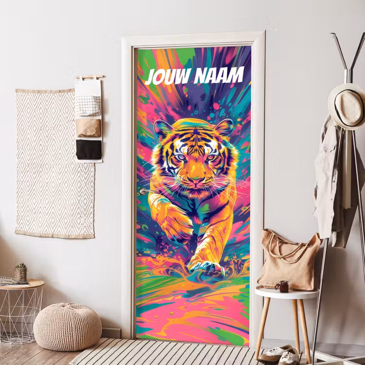 Deursticker met naam - Tijger - Illustratie - Kleurrijk — 8