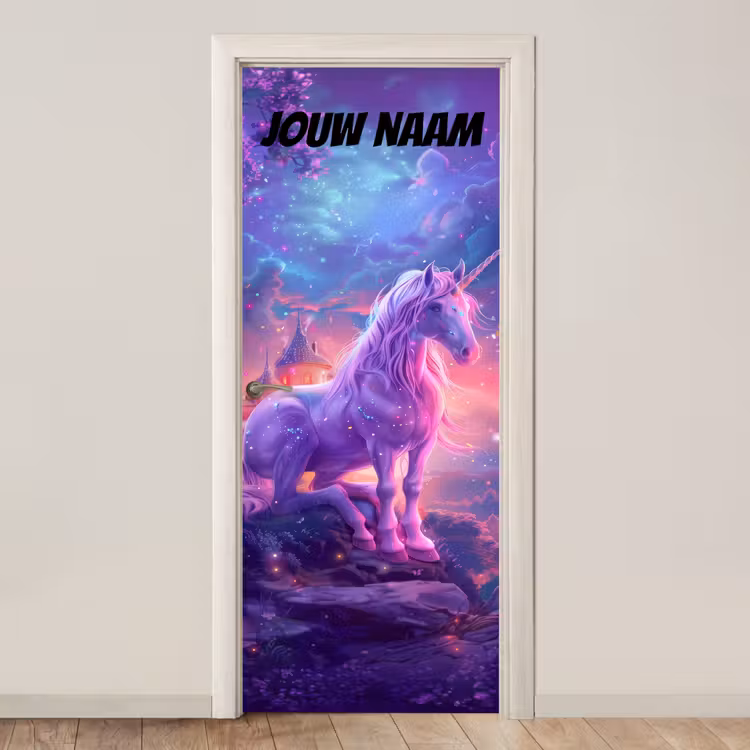 Deursticker met naam - Magisch - Eenhoorn - Sterren — 1