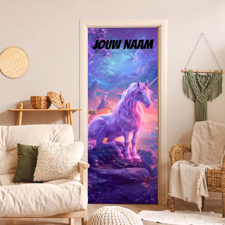 Deursticker met naam - Magisch - Eenhoorn - Sterren — 4