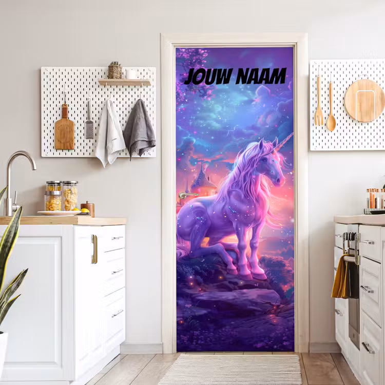 Deursticker met naam - Magisch - Eenhoorn - Sterren — 7
