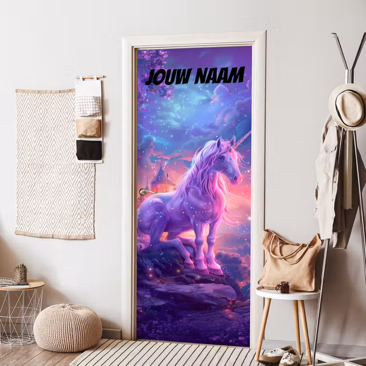 Deursticker met naam - Magisch - Eenhoorn - Sterren — 8