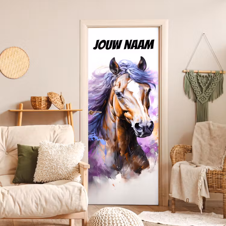 Deursticker met naam - Paard - Kleurrijk - Illustratie — 4