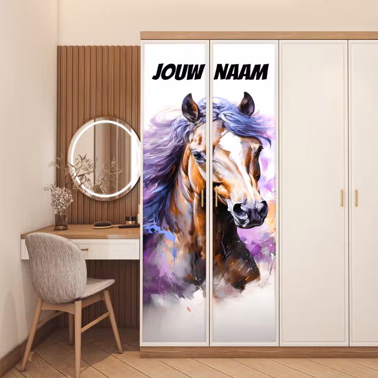 Deursticker met naam - Paard - Kleurrijk - Illustratie — 5