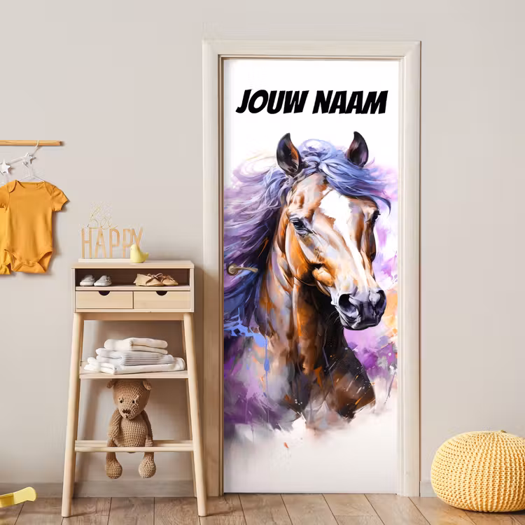 Deursticker met naam - Paard - Kleurrijk - Illustratie — 6