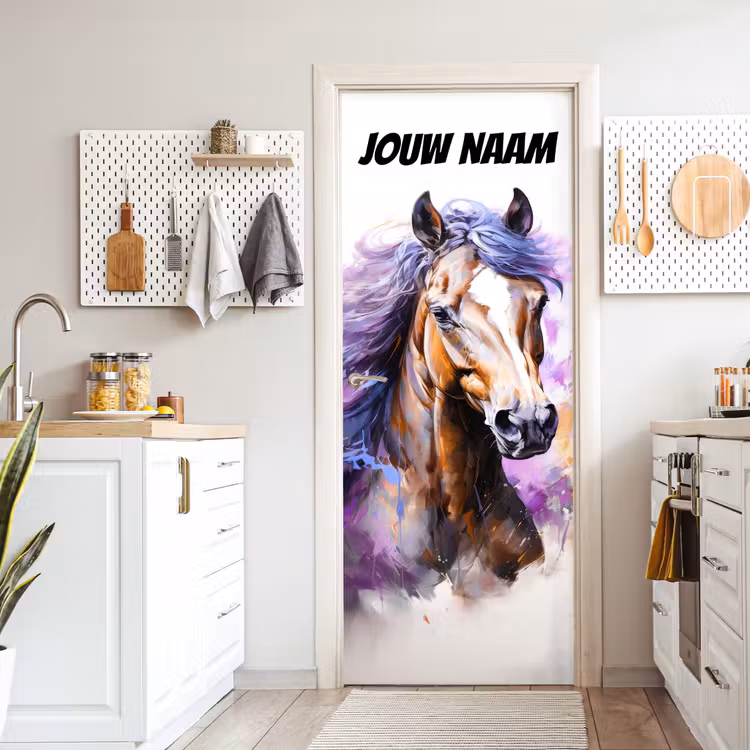 Deursticker met naam - Paard - Kleurrijk - Illustratie — 7