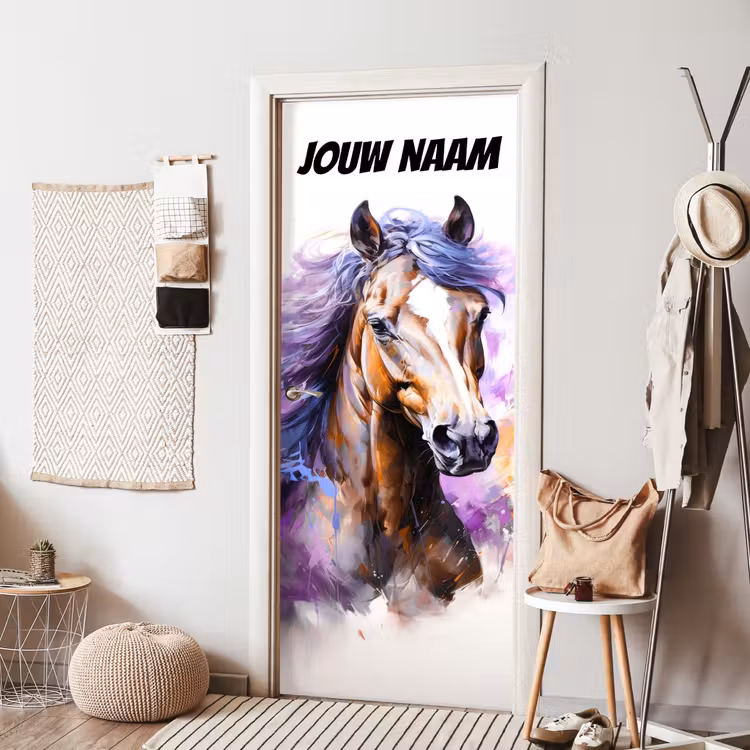 Deursticker met naam - Paard - Kleurrijk - Illustratie — 8