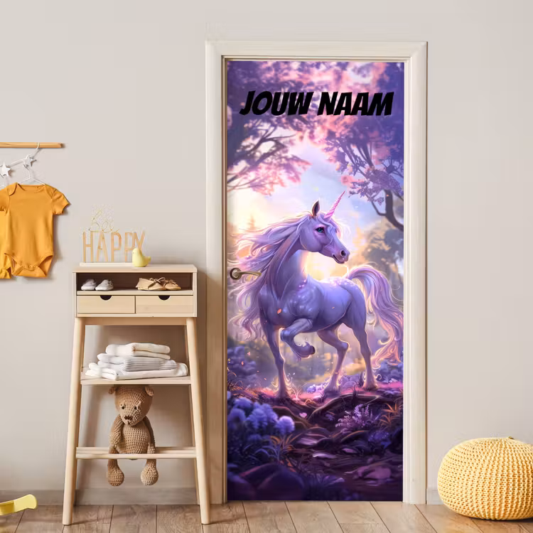 Deursticker met naam - Eenhoorn - Bos - Paars — 6
