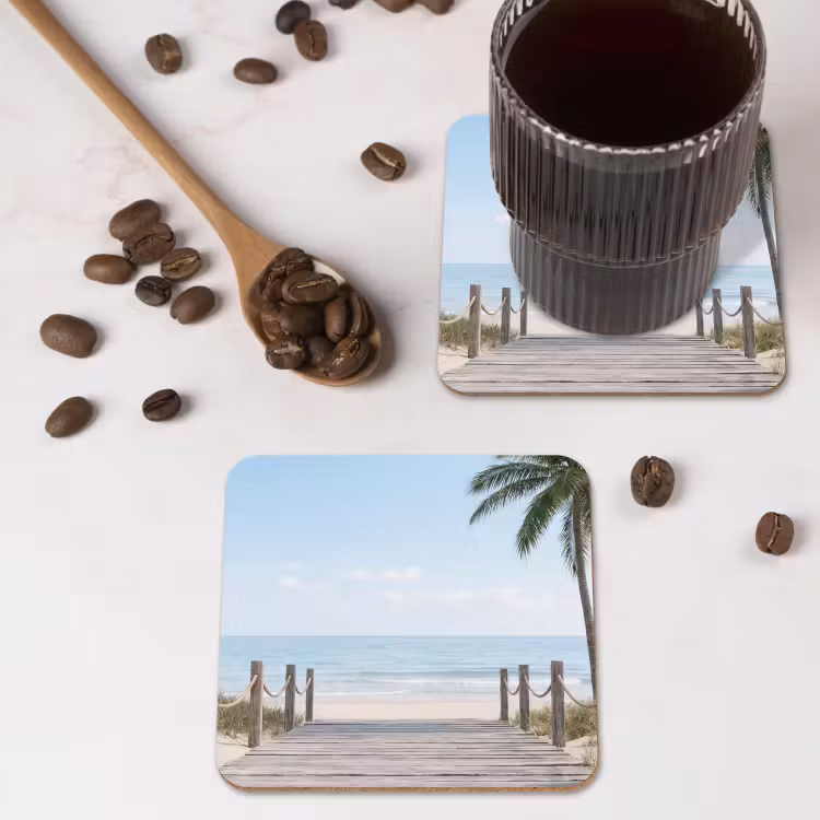 Onderzetter​ - Houten Steiger Strand Palmbomen — 4