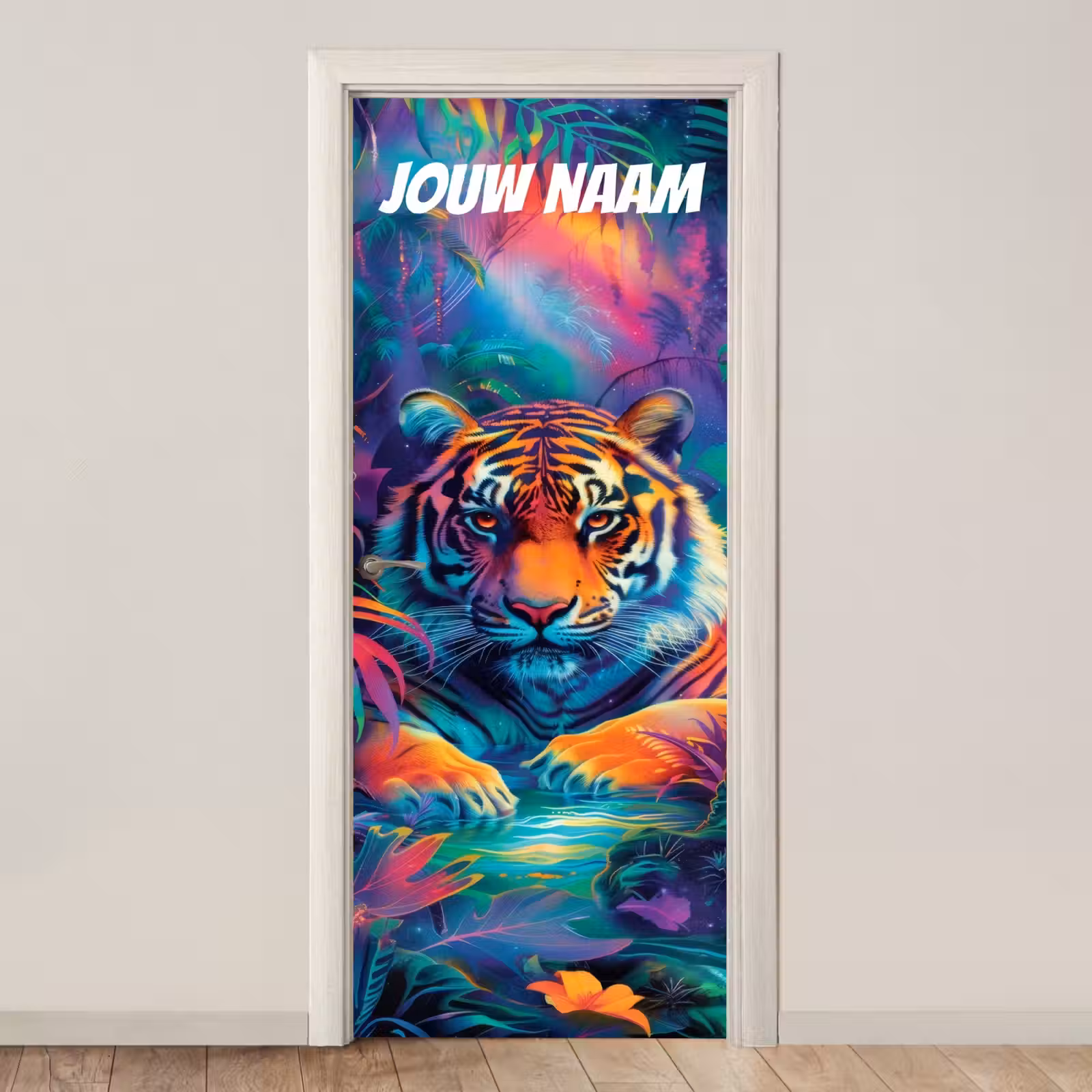 Deursticker met naam - Fantasie - Illustratie - Kleurrijk — 1