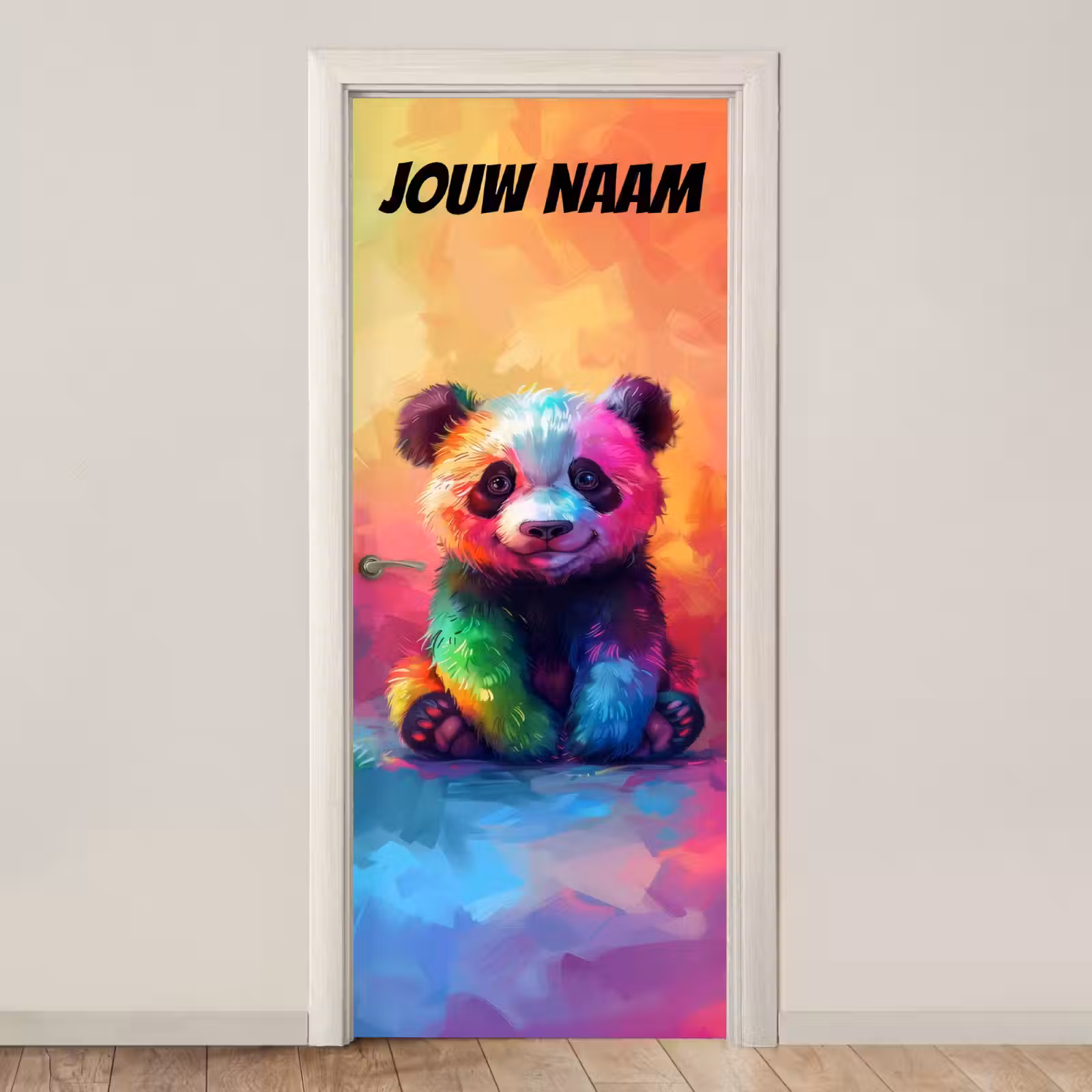 Deursticker met naam - Panda - Baby - Kleurijk — 1