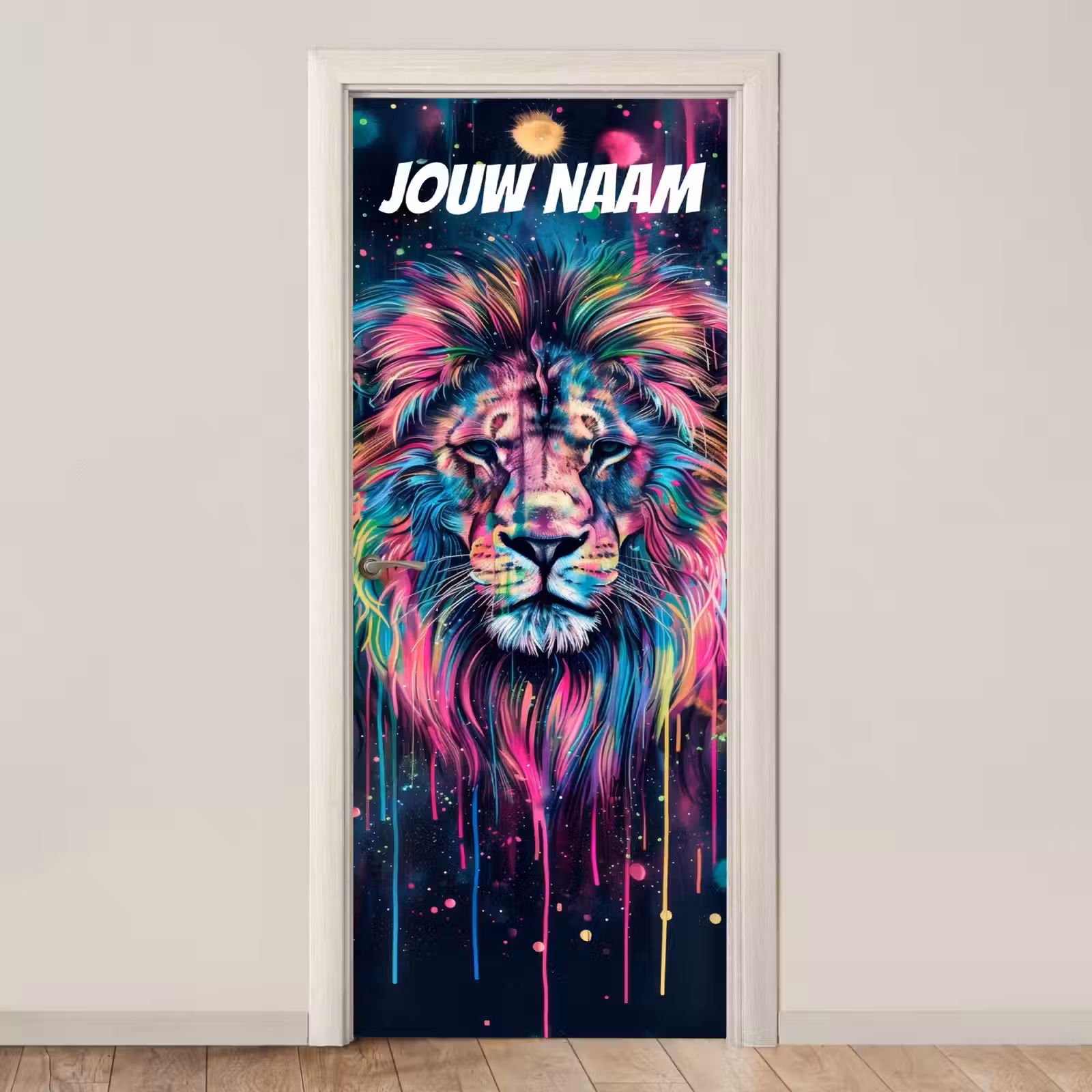 Deursticker met naam - Schildering -Illustratie - Tijger — 1
