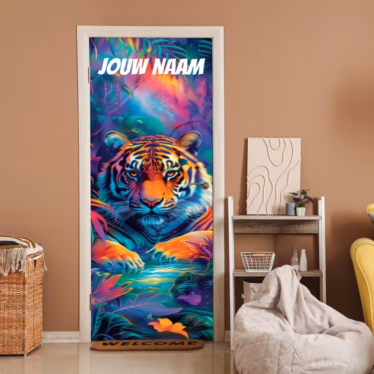 Deursticker met naam - Fantasie - Illustratie - Kleurrijk — 2