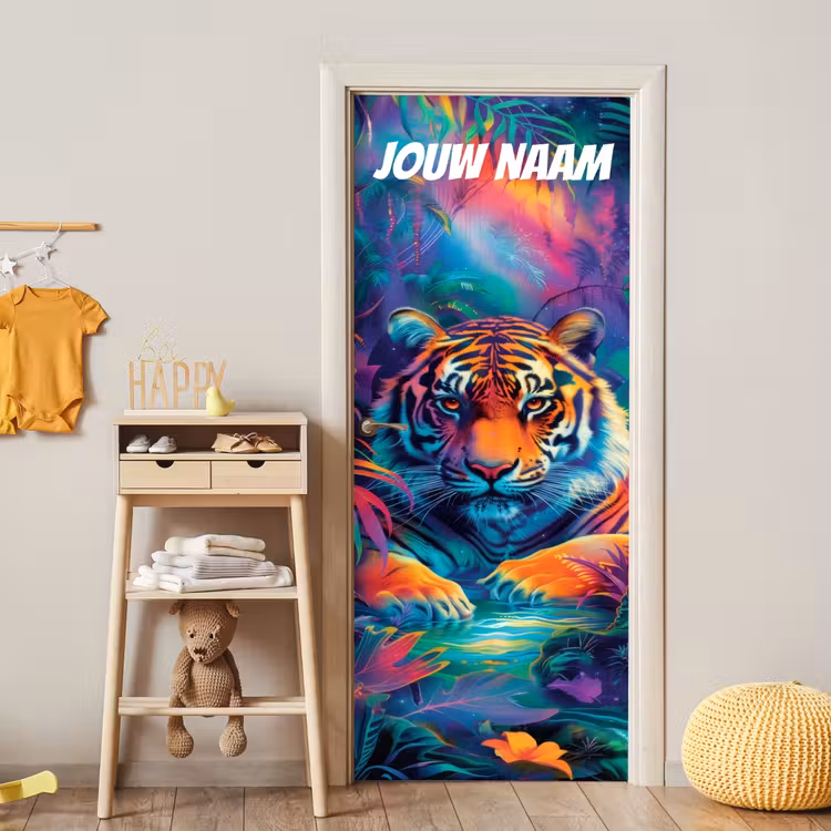 Deursticker met naam - Fantasie - Illustratie - Kleurrijk — 6