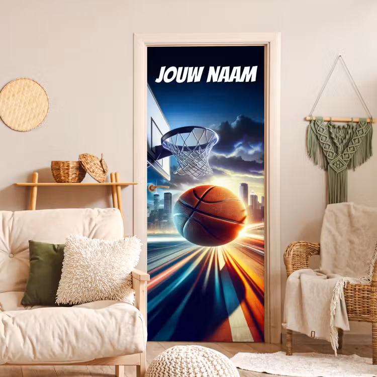 Deursticker met naam - Basketbal - Basket - Skyline — 4