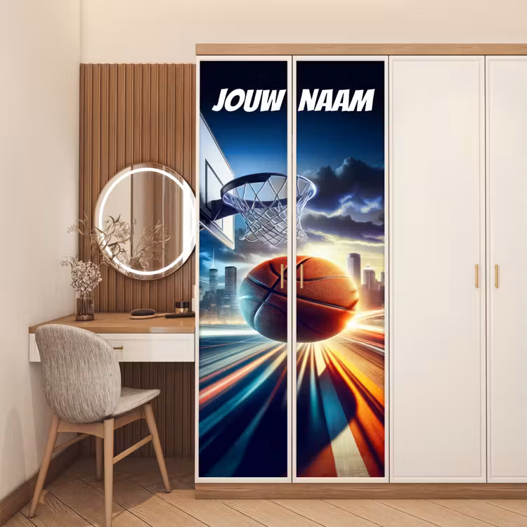 Deursticker met naam - Basketbal - Basket - Skyline — 5