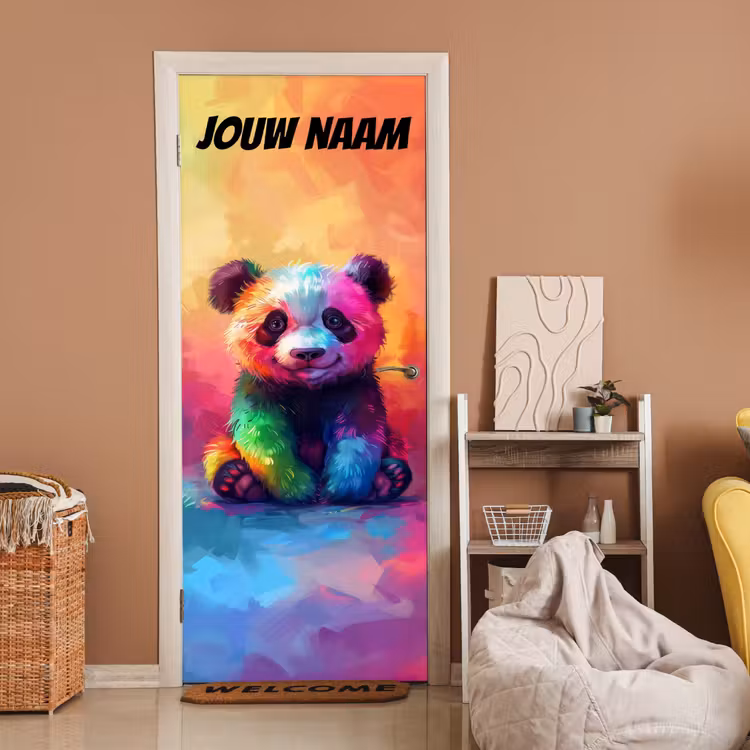 Deursticker met naam - Panda - Baby - Kleurijk — 2