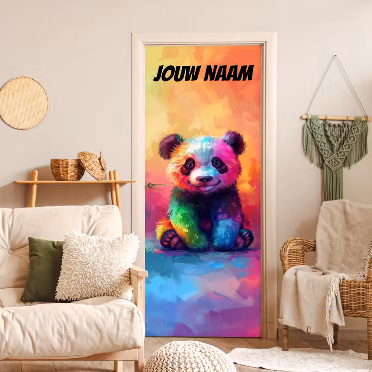 Deursticker met naam - Panda - Baby - Kleurijk — 4