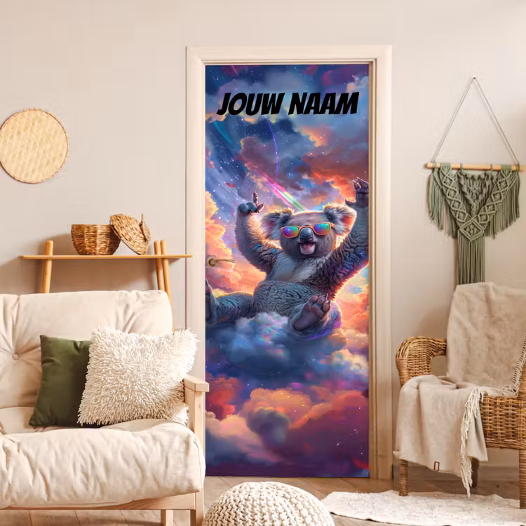 Deursticker met naam - Koala - Zonnebril - Kleurrijk — 4