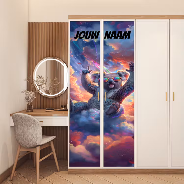 Deursticker met naam - Koala - Zonnebril - Kleurrijk — 5