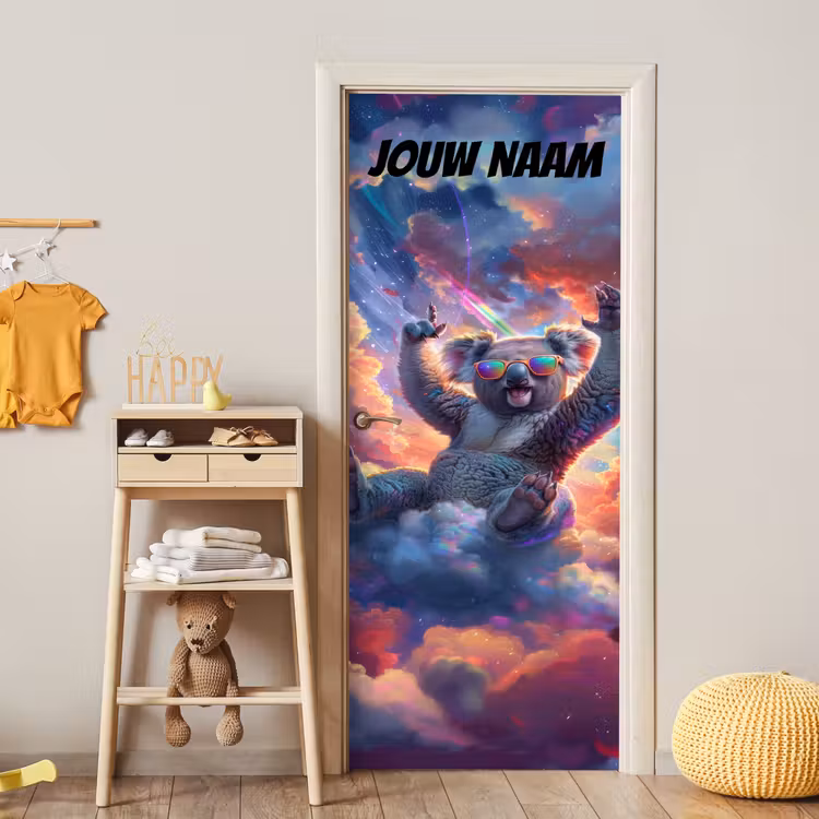 Deursticker met naam - Koala - Zonnebril - Kleurrijk — 6