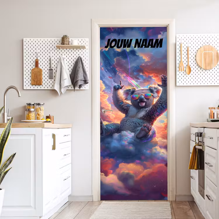 Deursticker met naam - Koala - Zonnebril - Kleurrijk — 7
