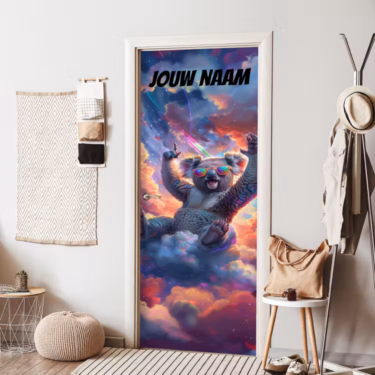 Deursticker met naam - Koala - Zonnebril - Kleurrijk — 8