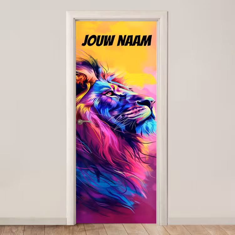Deursticker met naam - Modern - Design - Leeuw — 1