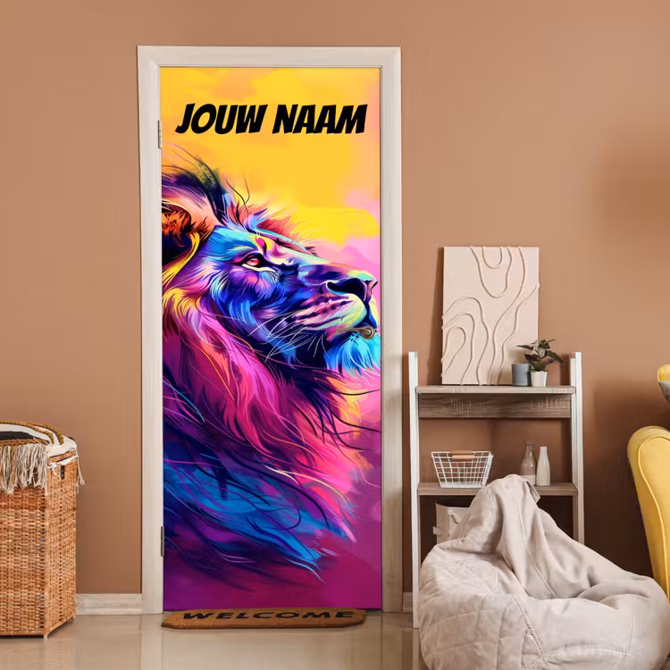 Deursticker met naam - Modern - Design - Leeuw — 2