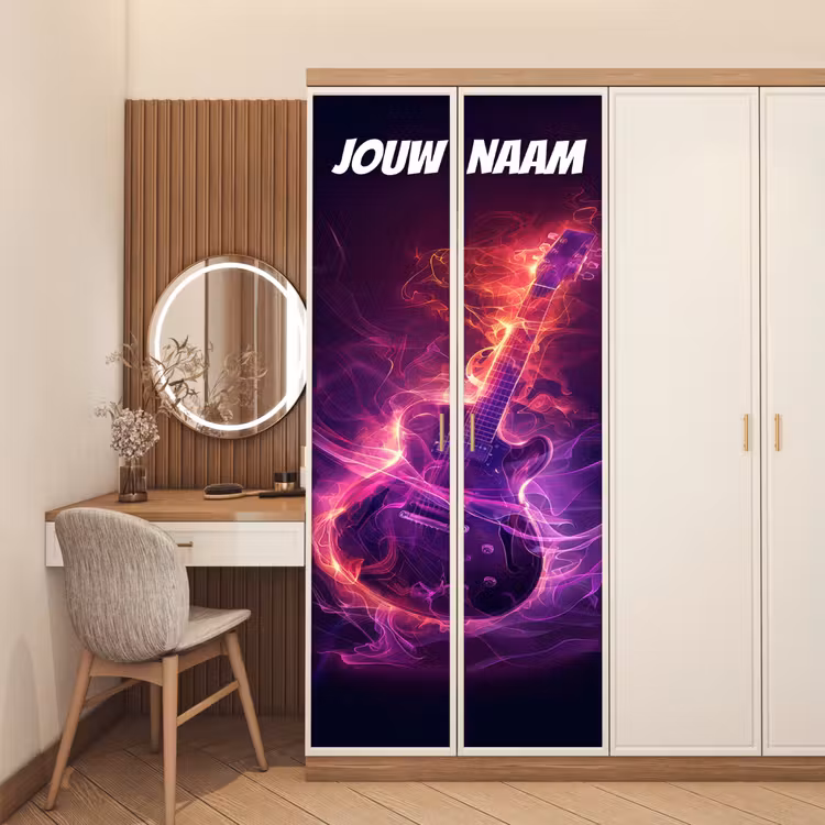 Deursticker met naam - Gitaar - Lichteffecten - Kleurrijk — 5