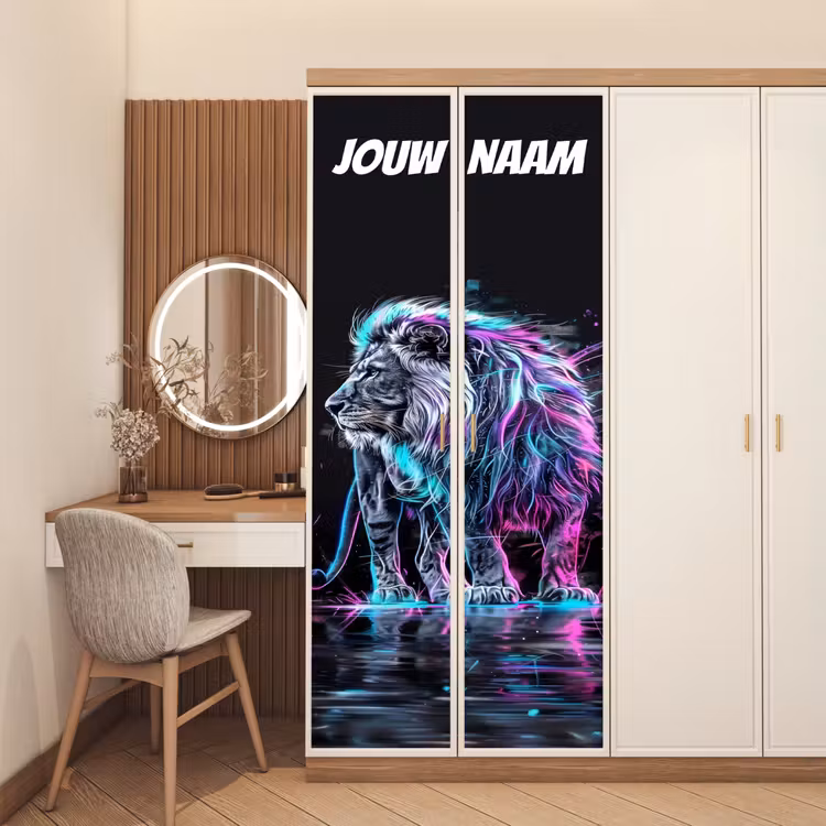 Deursticker met naam - Leeuw - Stoer - Neon — 5