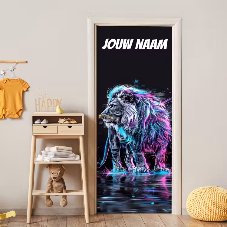 Deursticker met naam - Leeuw - Stoer - Neon — 6