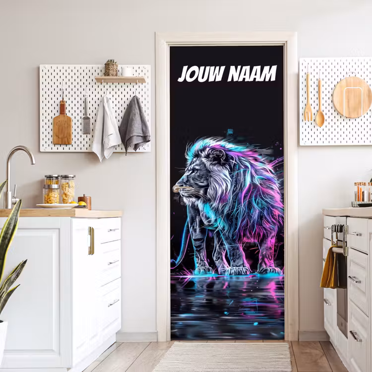 Deursticker met naam - Leeuw - Stoer - Neon — 7
