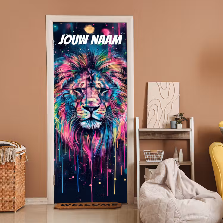 Deursticker met naam - Schildering -Illustratie - Tijger — 2