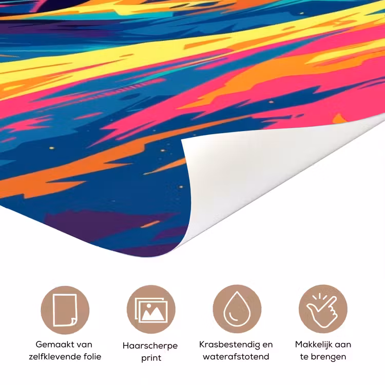 Deursticker met naam - Abstract - Snowboarder - Neonkleuren — 3