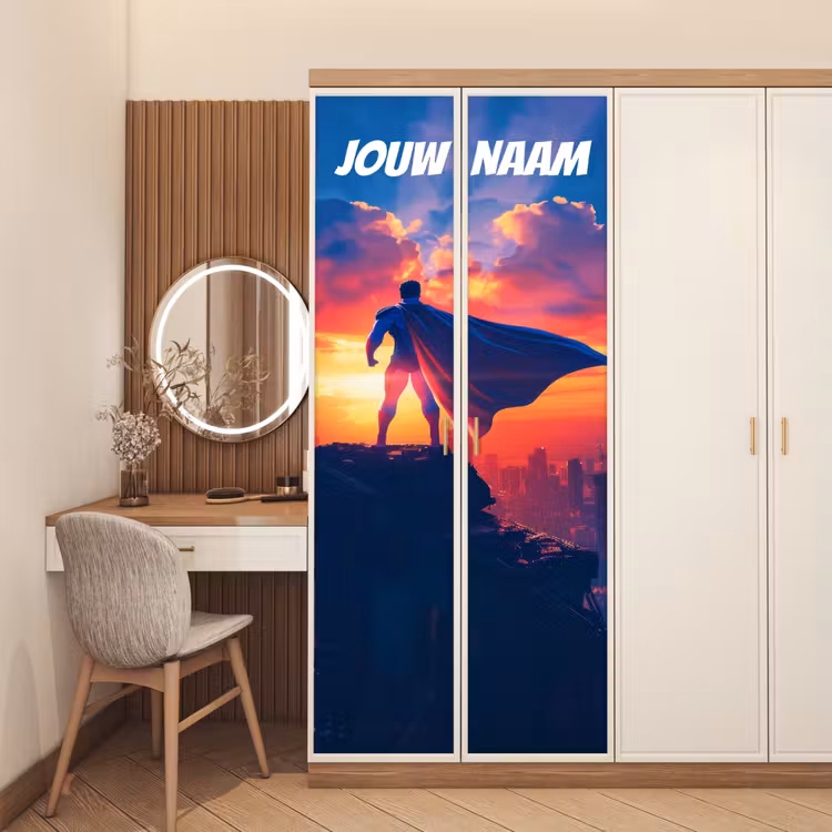 Deursticker met naam - Superheld - Cape - Zonsondergang — 5