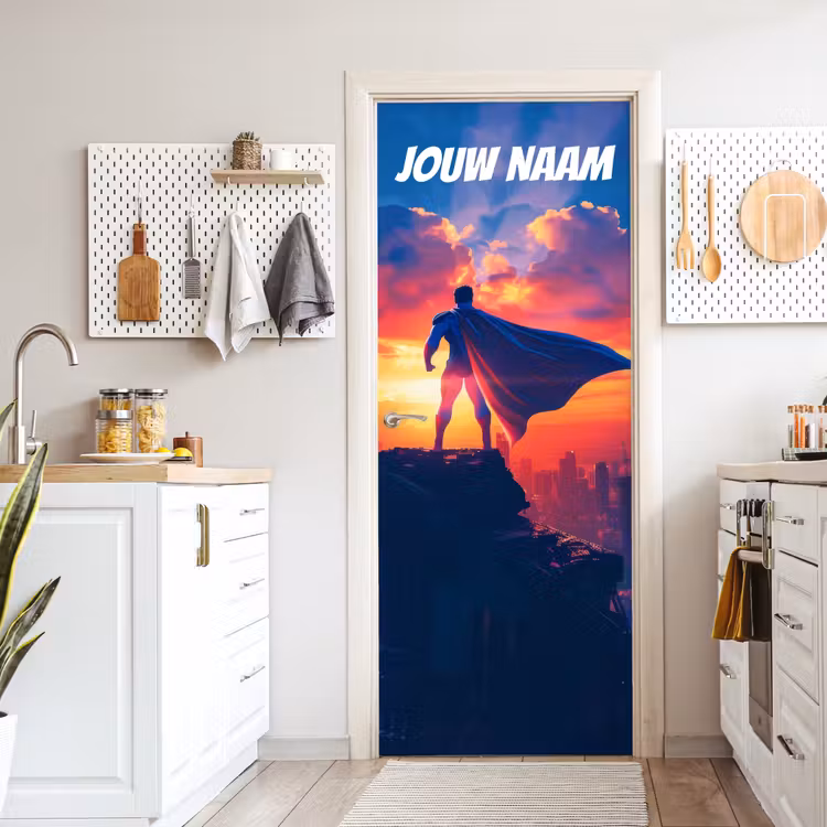 Deursticker met naam - Superheld - Cape - Zonsondergang — 7