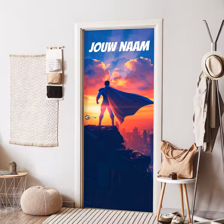 Deursticker met naam - Superheld - Cape - Zonsondergang — 8