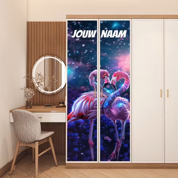 Deursticker met naam - Flamingo - Dromerig - Neon — 5