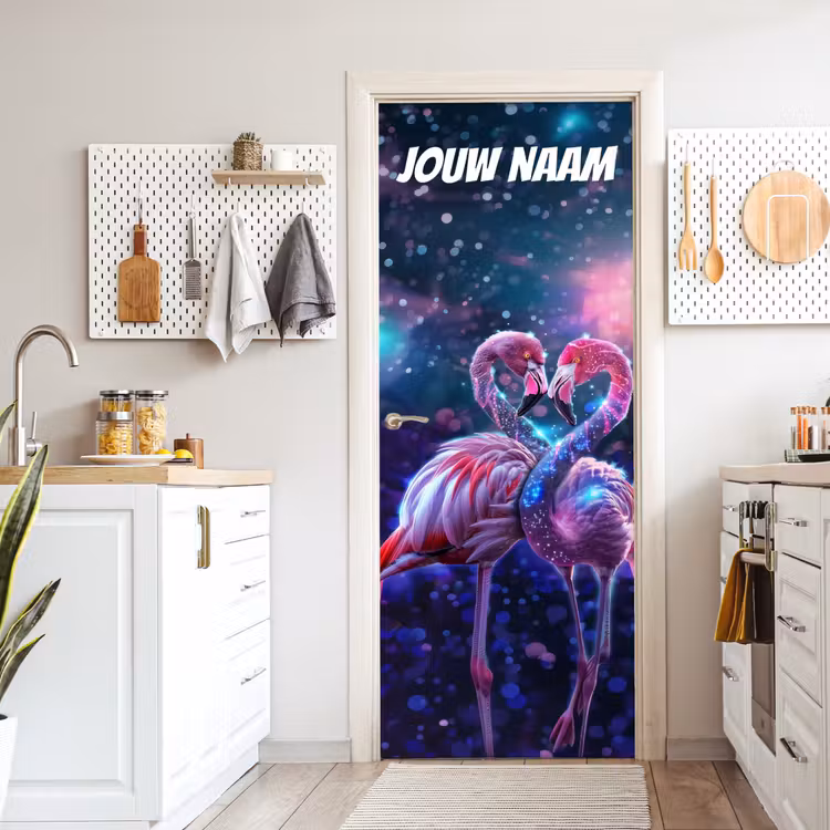 Deursticker met naam - Flamingo - Dromerig - Neon — 7