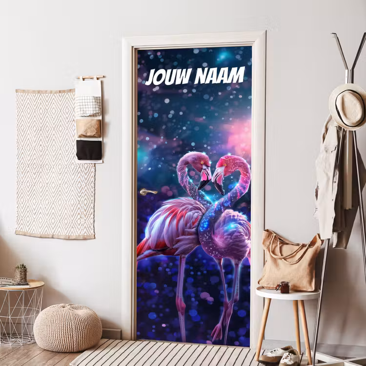 Deursticker met naam - Flamingo - Dromerig - Neon — 8