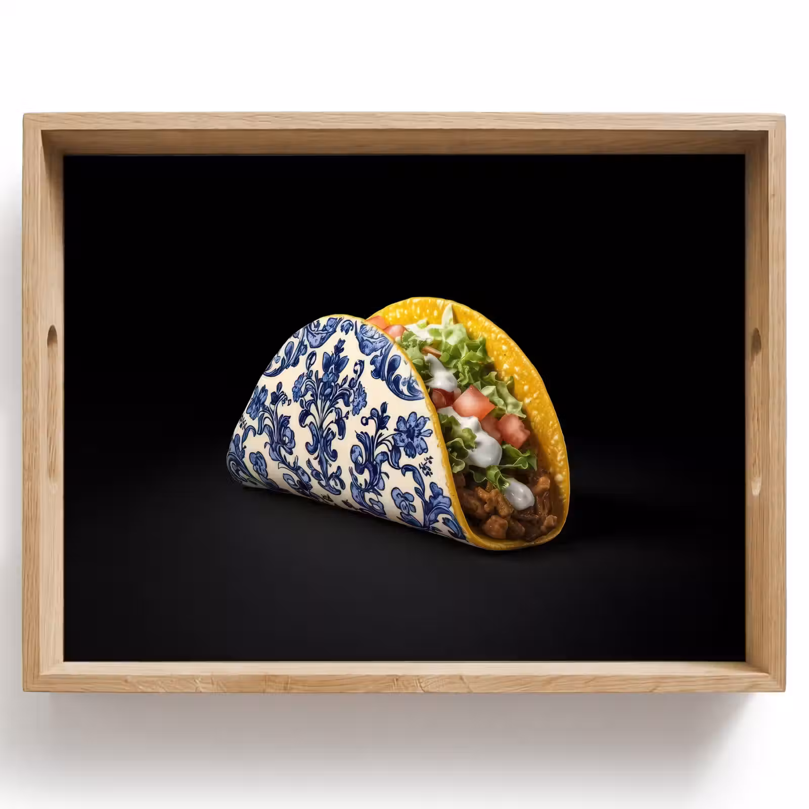 Dienblad - Taco - Vlees - Salade - Delftsblauw - Motief — 1