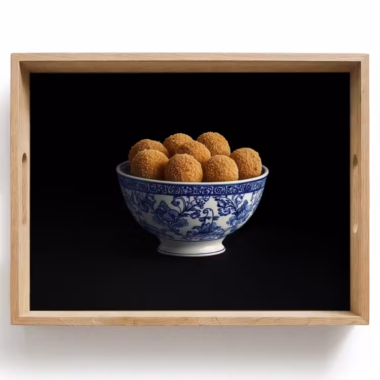 Dienblad - Delfts blauw - Bitterballen - Holland - Schaal