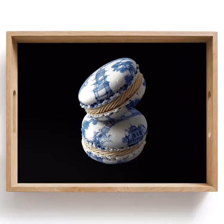 Dienblad - Eten - Macarons - Delfts blauw - Koekjes