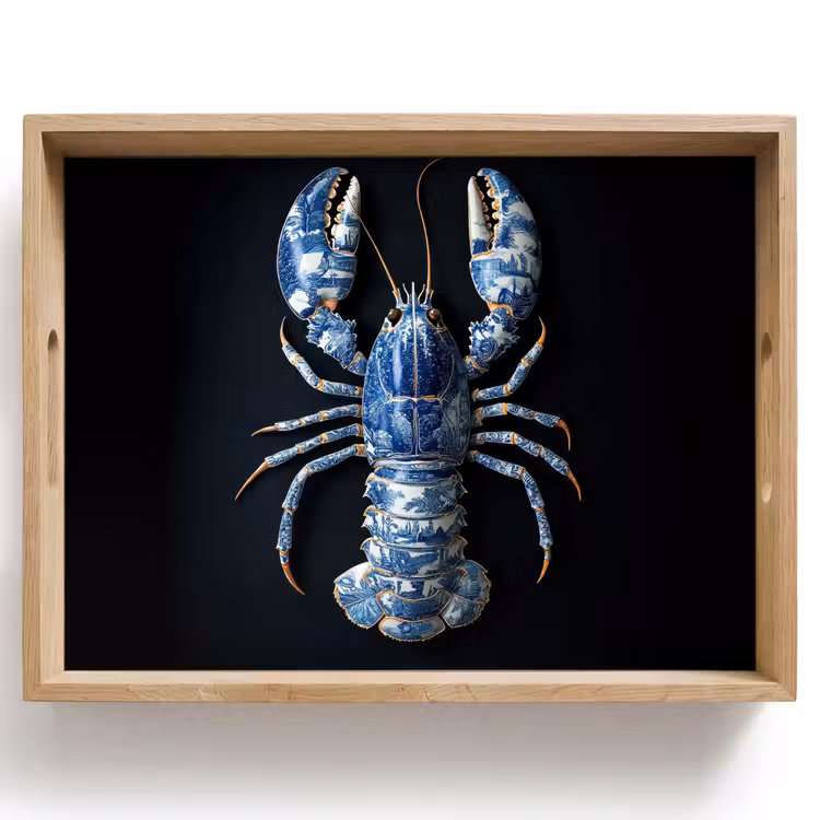 Dienblad - Kreeft - Delftsblauw - Schild - Stoer